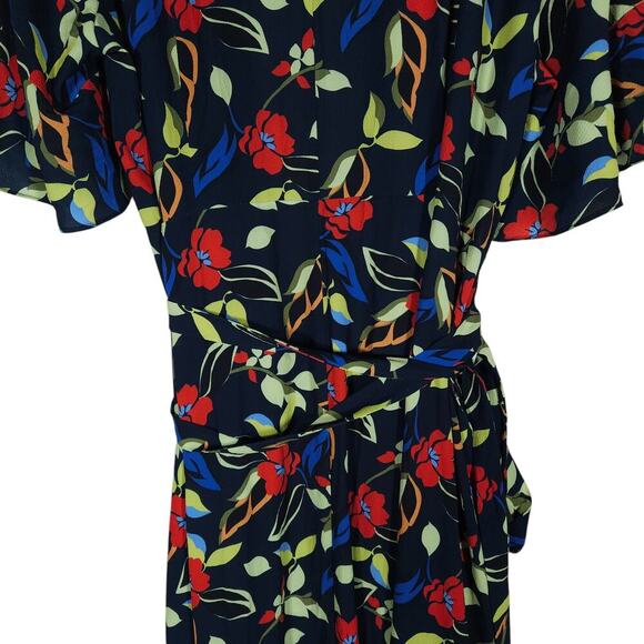 Eloquii Womens Maxi Dress 18 Floral Wrap Boho Ruffle V Neck Tie Waist Flowy Chic - Picture 12 of 14